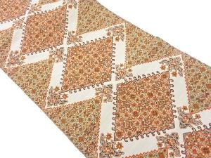 菱に花唐草尽くし模様織出し名古屋帯